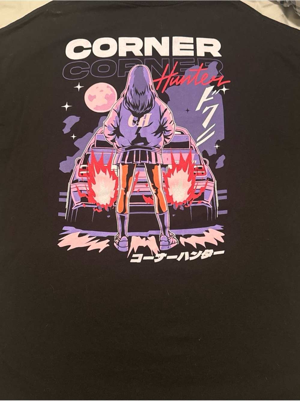 Corner Hunter Graphic Tee - Black with Purple & Pink Artwork